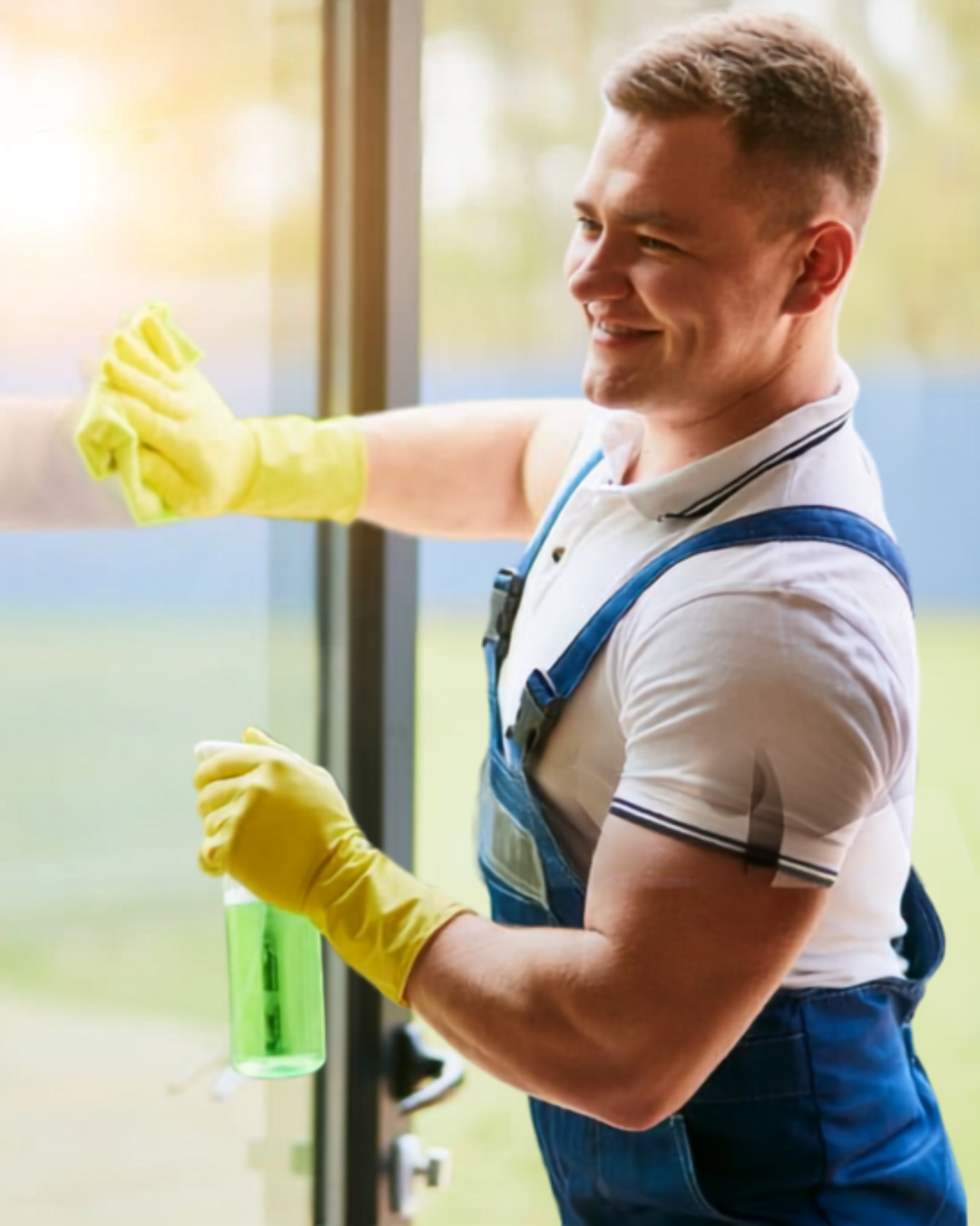 Experienced cleaner carrying out detailed deep cleaning throughout a property.