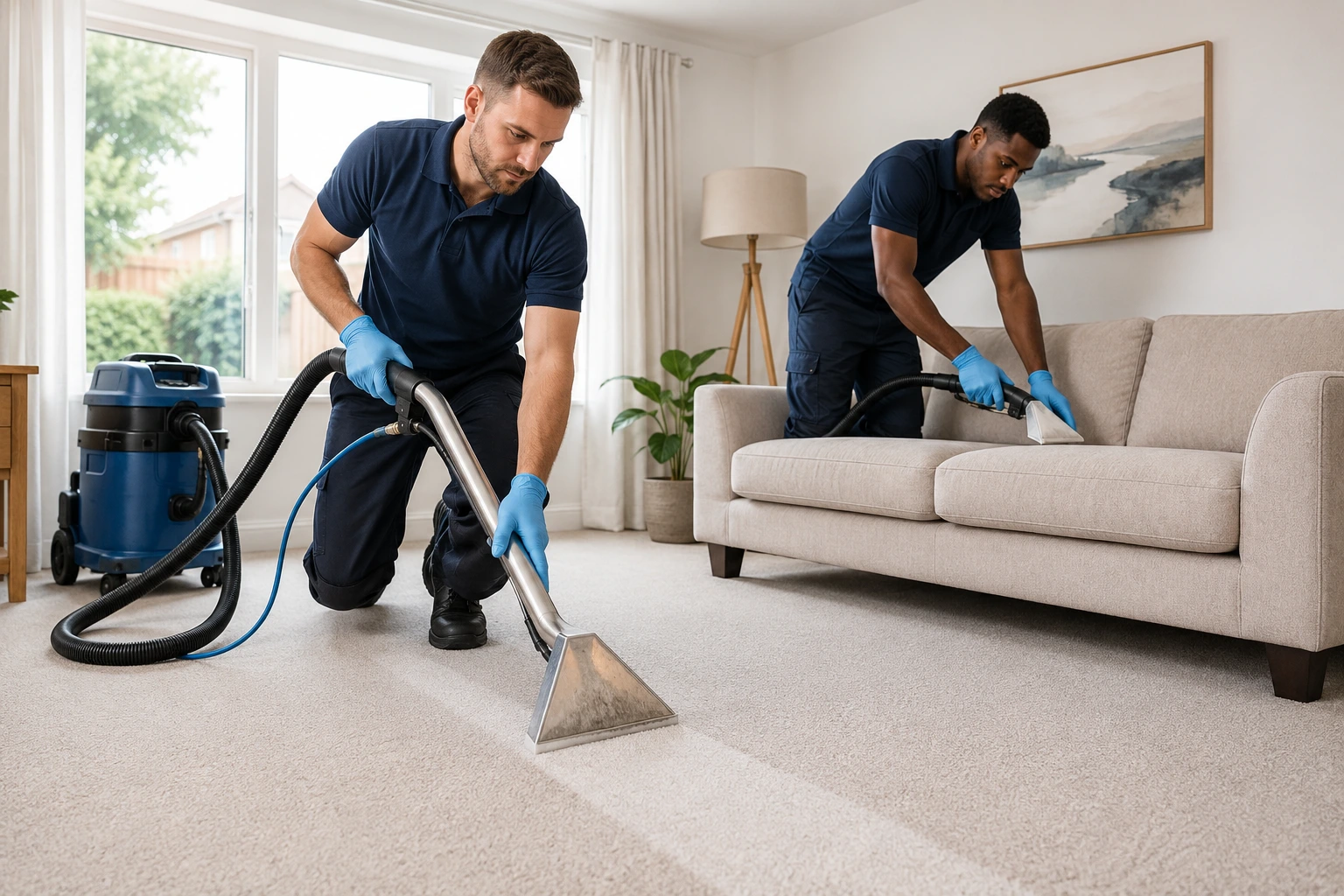 Carpet being professionally cleaned in a Feltham home — Solvers Cleaning Services Ltd