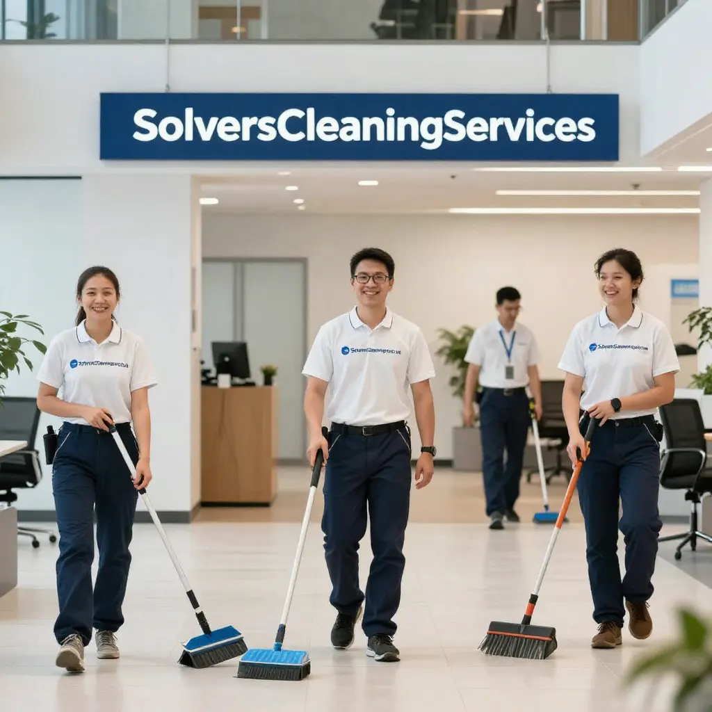 Commercial cleaning team cleaning a Twickenham office