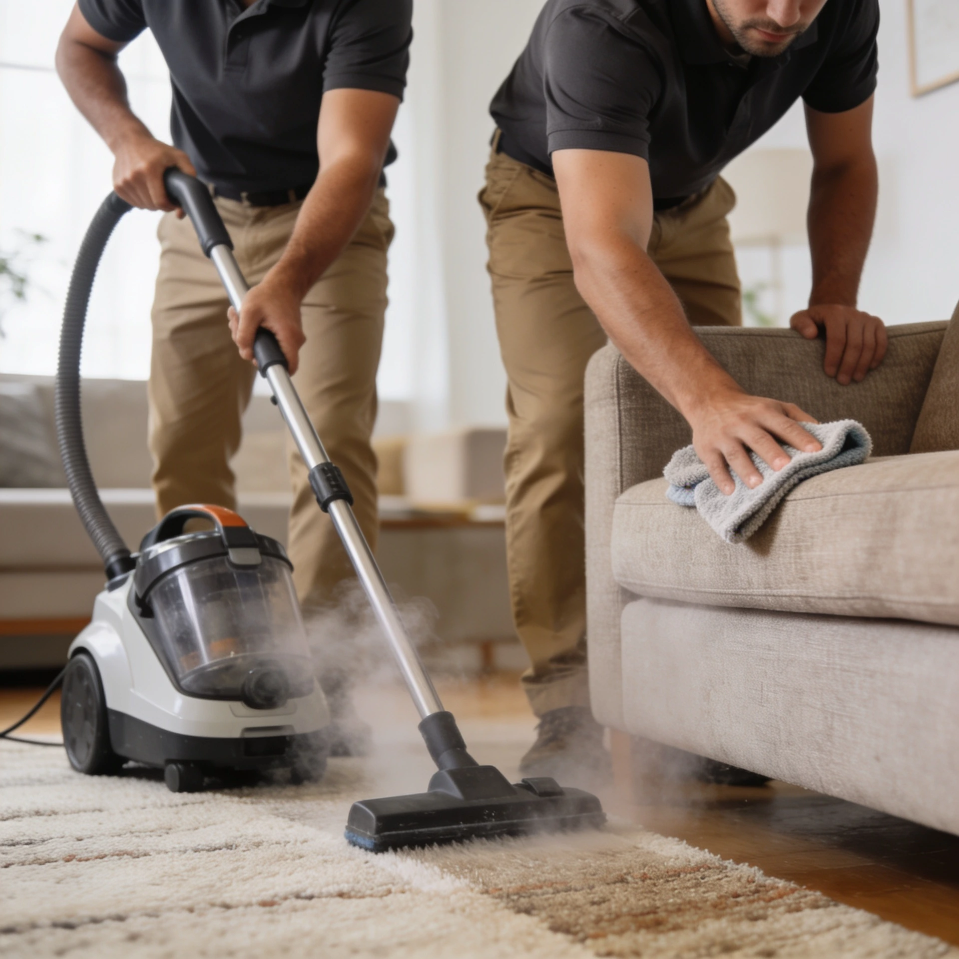 Upholstery cleaning service on a sofa in a Richmond home